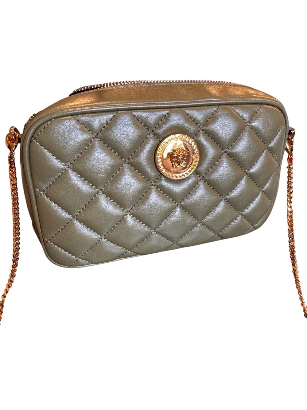 Versace Medusa Head Quilted Lamb Leather Crossbody/Belt Bag, Green NWOT